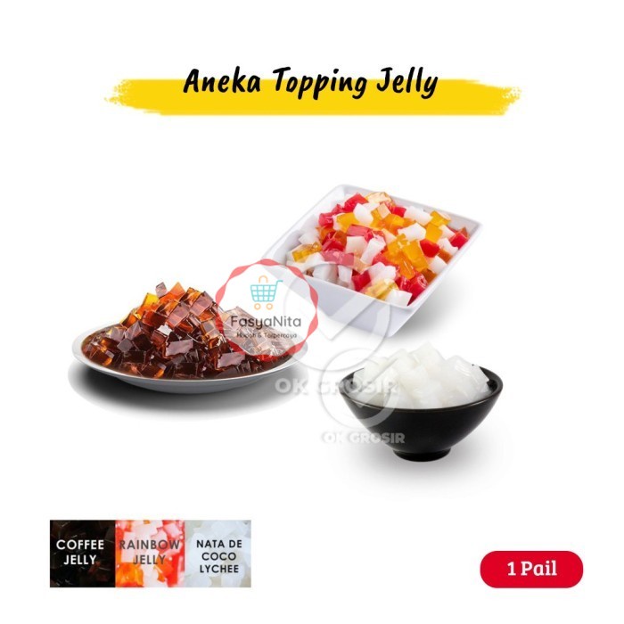 

Rainbow / Coffee / Coconut Jelly / Topping Chatime [1 Pail 3 kg] - Rainbow Jelly - FasyAnita Mart Denpasar