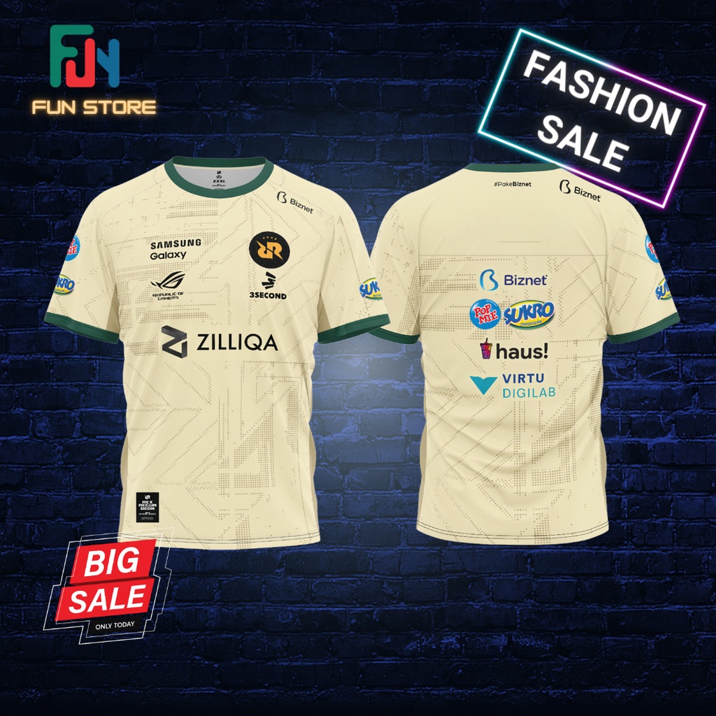 Terbaru Jersey RRQ Hoshi S12 Printing Cream 2023 Jumbo S L M XL 2XL 3XL 4XL 5XL Premium Jaket Jersey