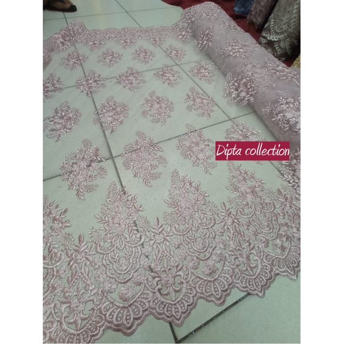 Mewah  kain tile kebaya_kain tile brokat Border terbaru - rose gold