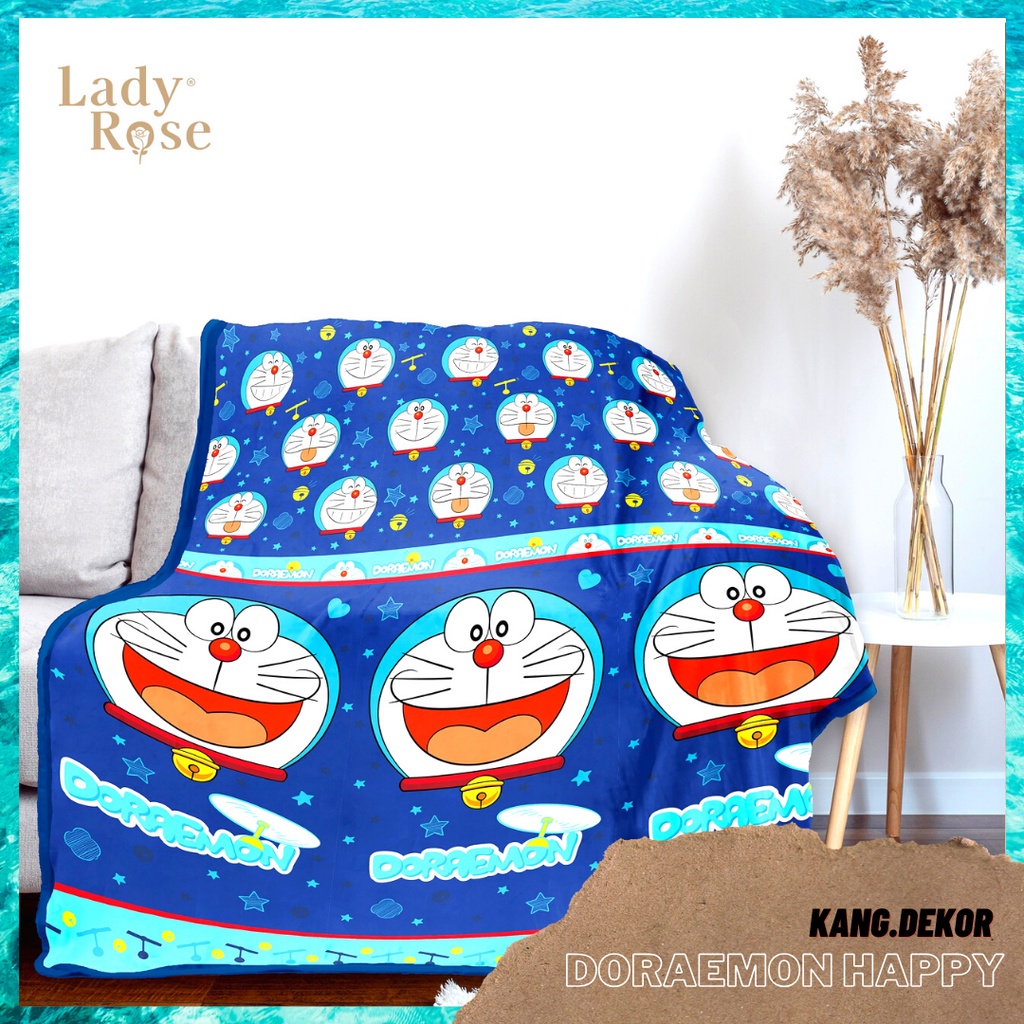 SELIMUT LADY ROSE MOTIF DORAEMON HAPY KARAKTER KARTUN ANAK SELIMUT BULU LEMBUT HALUS TEBAL LADYROSE 