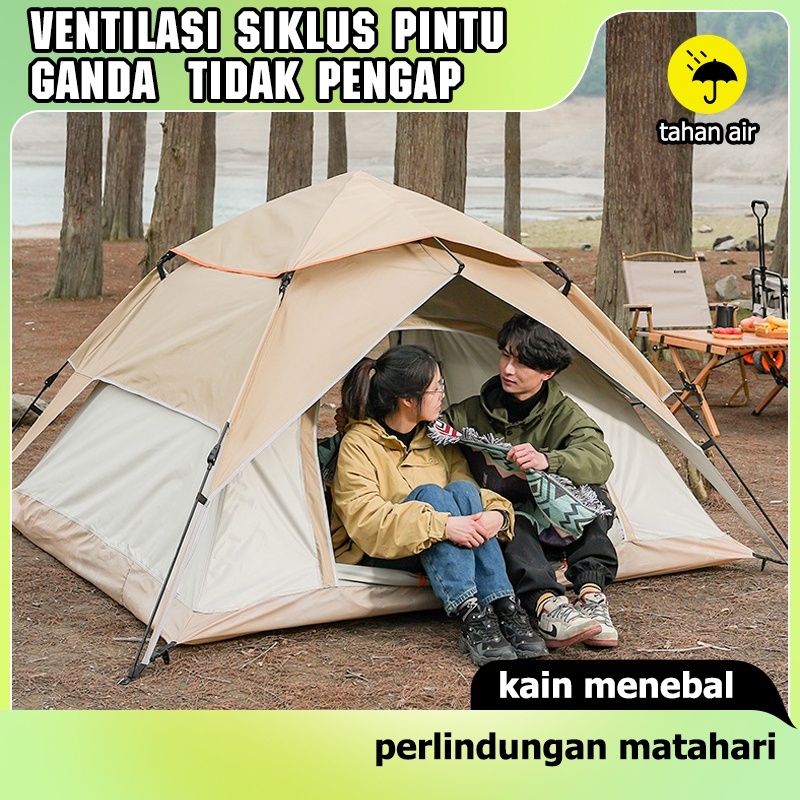 Tenda camping 4 orang doubel layar tenda camping 4 orang tenda otomatis Tenda camping anti air Tabir