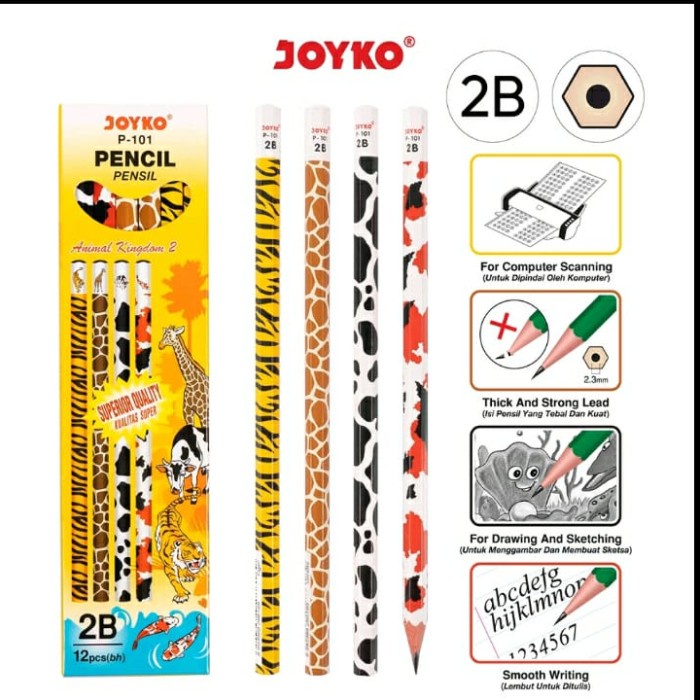 

ATK, Pencil / Pensil Joyko P-101 / 2B / Animal Kingdom 2, Harga Eceran