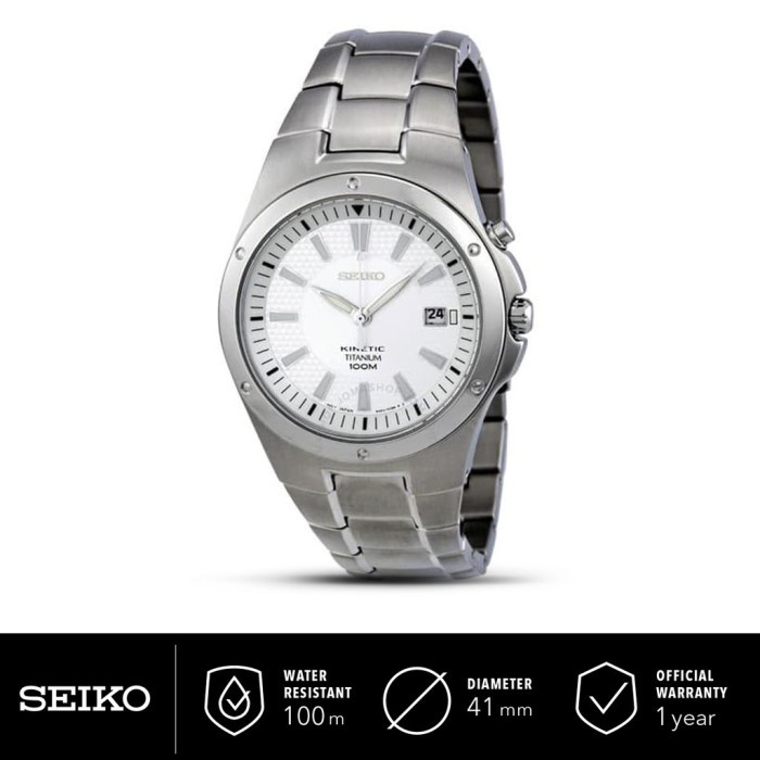 Jam Tangan Pria Seiko Kinetic White Dial Titanium SKA393P1 Original