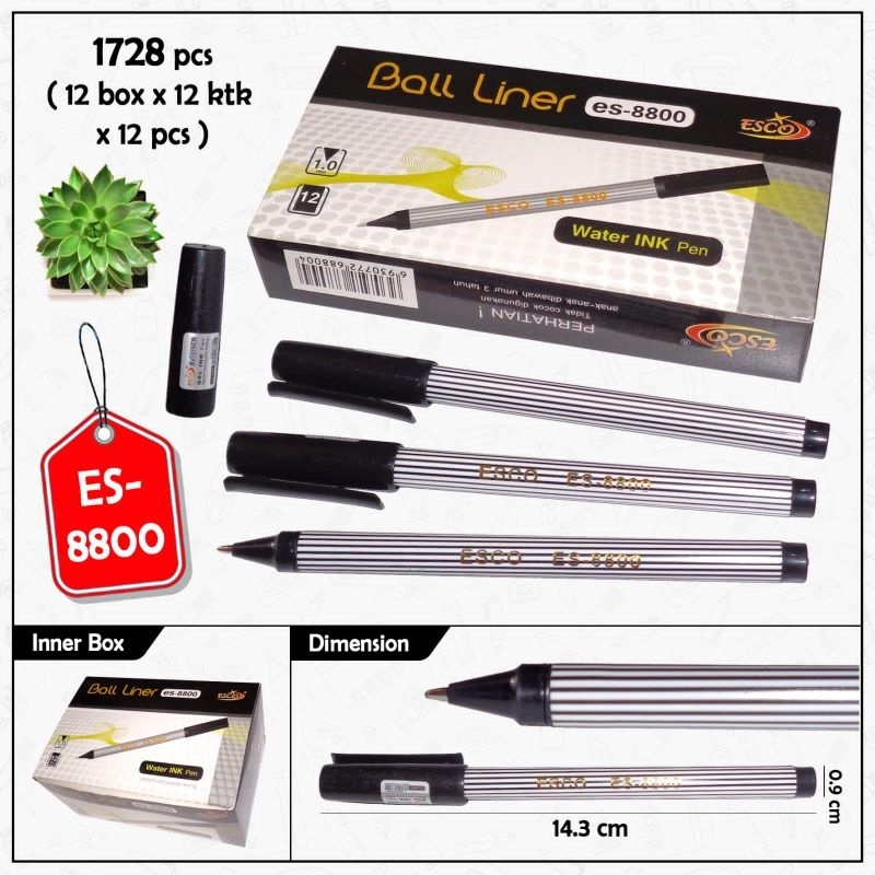 

Pulpen Balliner/ Ball Liner ES-8800 1,0mm ESCO (12pc)