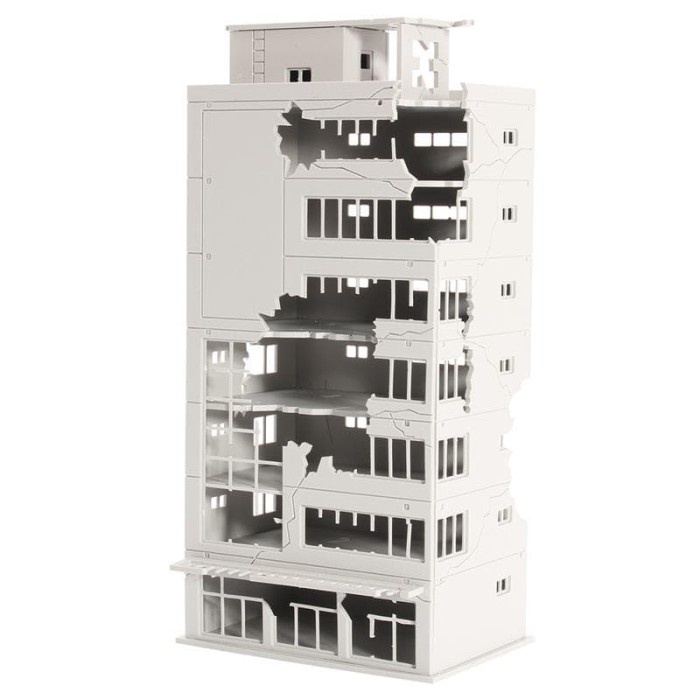 RUMAH GEDUNG BANGUNAN E BATTLE DAMAGE - DIORAMA / MAKET / MINIATUR
