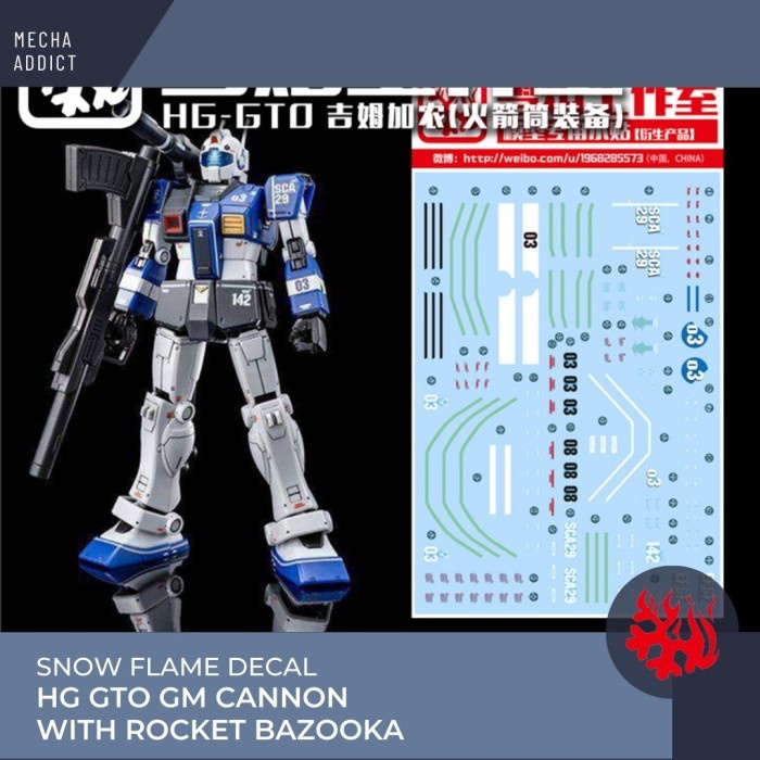 Water Slide Decal HG GTO GM CANNON WITH ROCKET BAZOOKA by Flame Snow