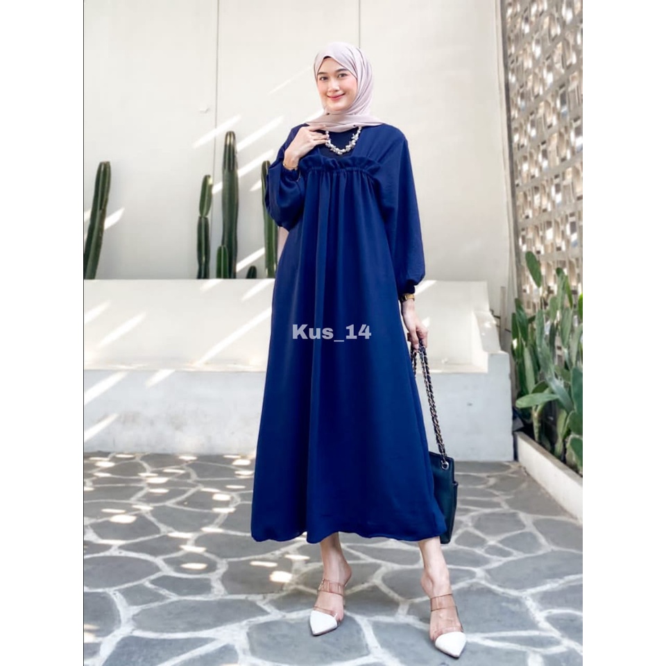 Daster Gamis Fuji Crinkle / Gamis Daster Crinkle Airflow / Fuji Dress Lengan Panjang
