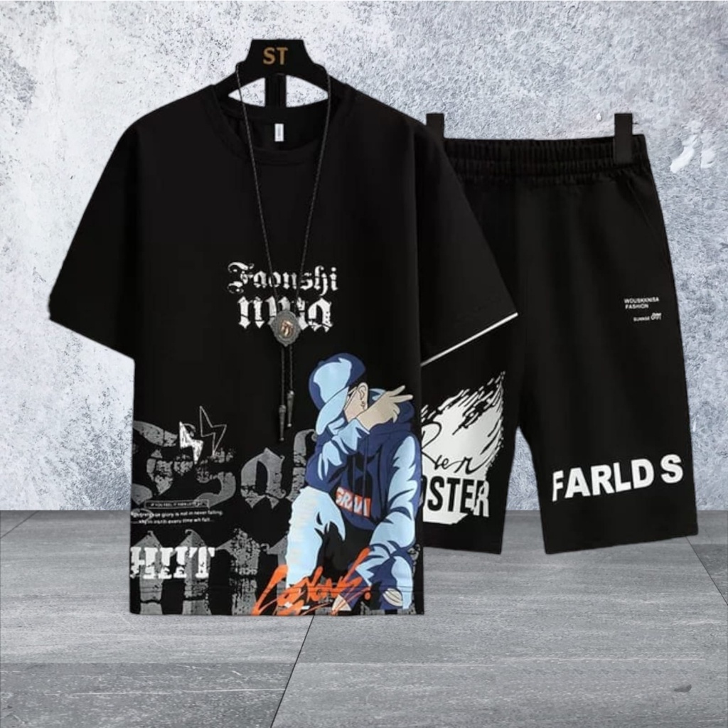 SETELAN HIIT stelan kaos dan celana terbaru pria wanita pakaian santai sehari-hari