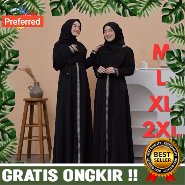 S M L XL XXL XXL UKURAN ALL SIZE //Abaya Hitam Polos Jetblack Turkey Modern Baju Gamis Hitam Polos W