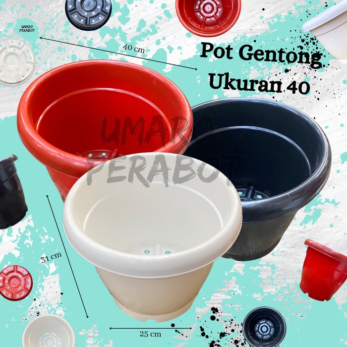 Pot Gentong Ukuran 40 / Pot Besar / Pot Jumbo / Pot Vinca / Pot Tanaman / Pot Bunga / Pot Plastik / Umaro Perabot