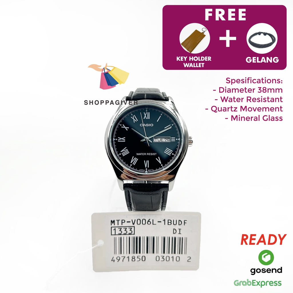 JAM TANGAN PRIA CASIO ANALOG MTP-V006L / MTP-V006L-1B / MTP-V006L-1BUDF ORIGINAL BERGARANSI