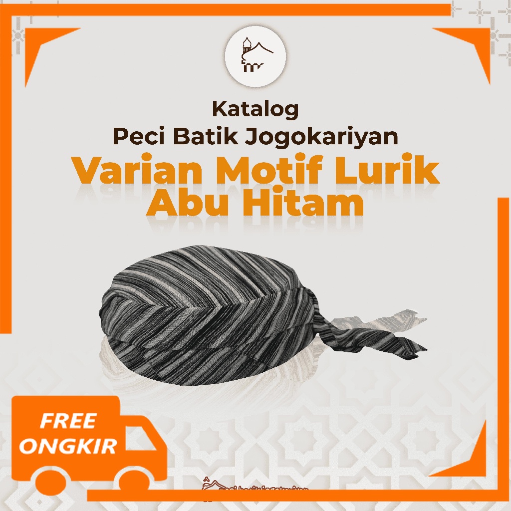 Peci Batik Jogokariyan Jogokaryan Jogja Motif Lurik Abu Hitam