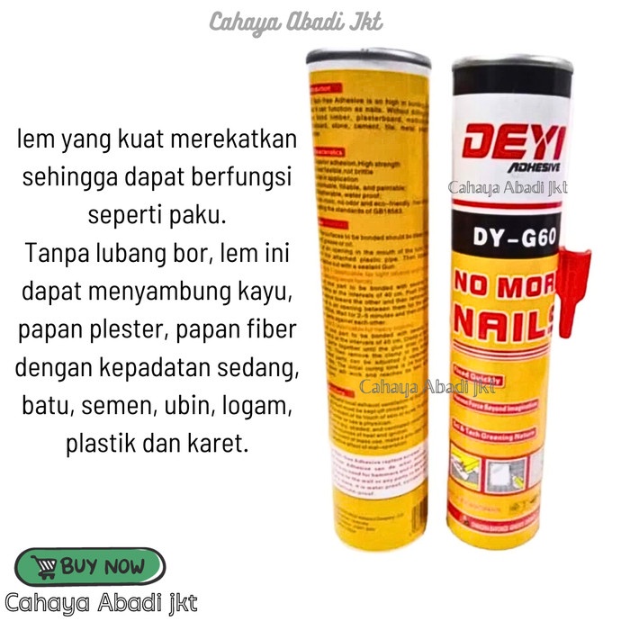 

LEM DEYI NO MORE NAILS TABUNG KUNING DY-G60