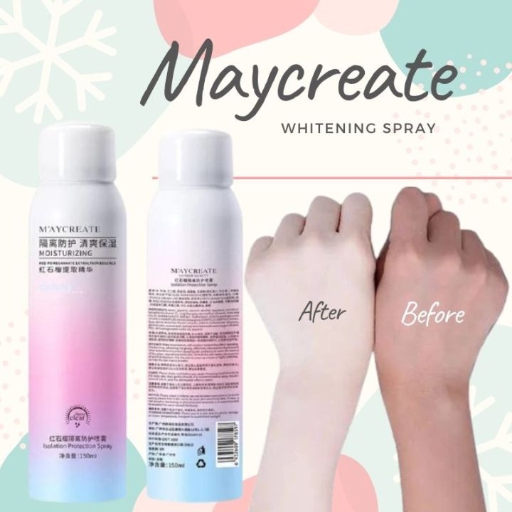 Faradisa Beaute PEMUTIH KULIT INSTAN MAYCREATE MOISTURIZING SPRAY WHITENING PENCERAH KULOT 150 ML ORIGINAL BPOM