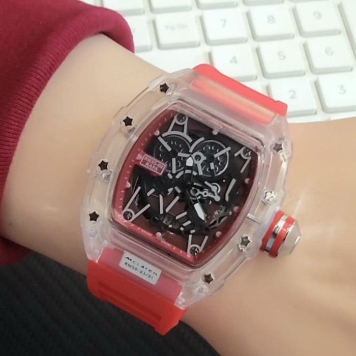 JAM TANGAN WANITA RM RUBBER CRONO VARIASI TGL AKTIF 4CM
