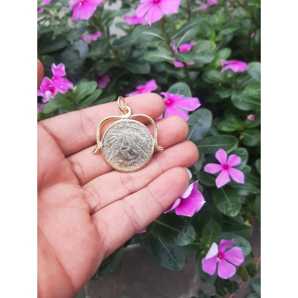 perhiasan koin liontin timbah lapis emas24k aksesoris tempahan