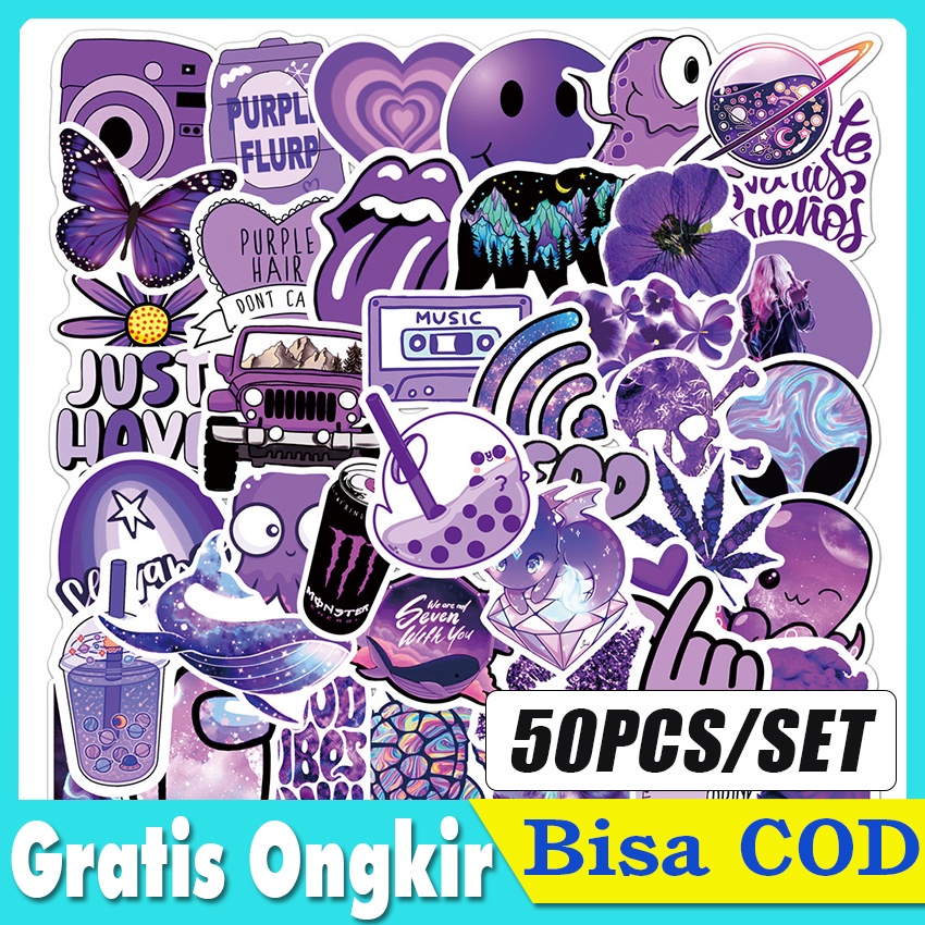 

50PCS Sticker Ungu | Sticker Purple Lilac | Stiker Lilac | Sticker Aesthetic | Ungu | Lilac