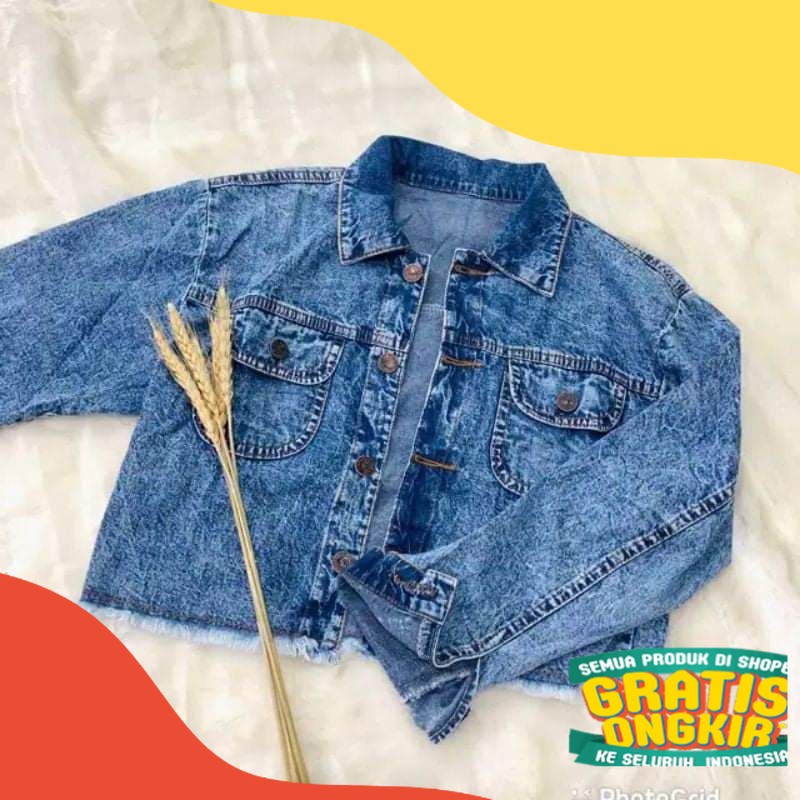 JAKET CROP JEANS DENIM JINS RAWIS JAKET CEWEK CEWE WANITA JAKET MURAH TERBARU CROP bisa COD JAKET/ u