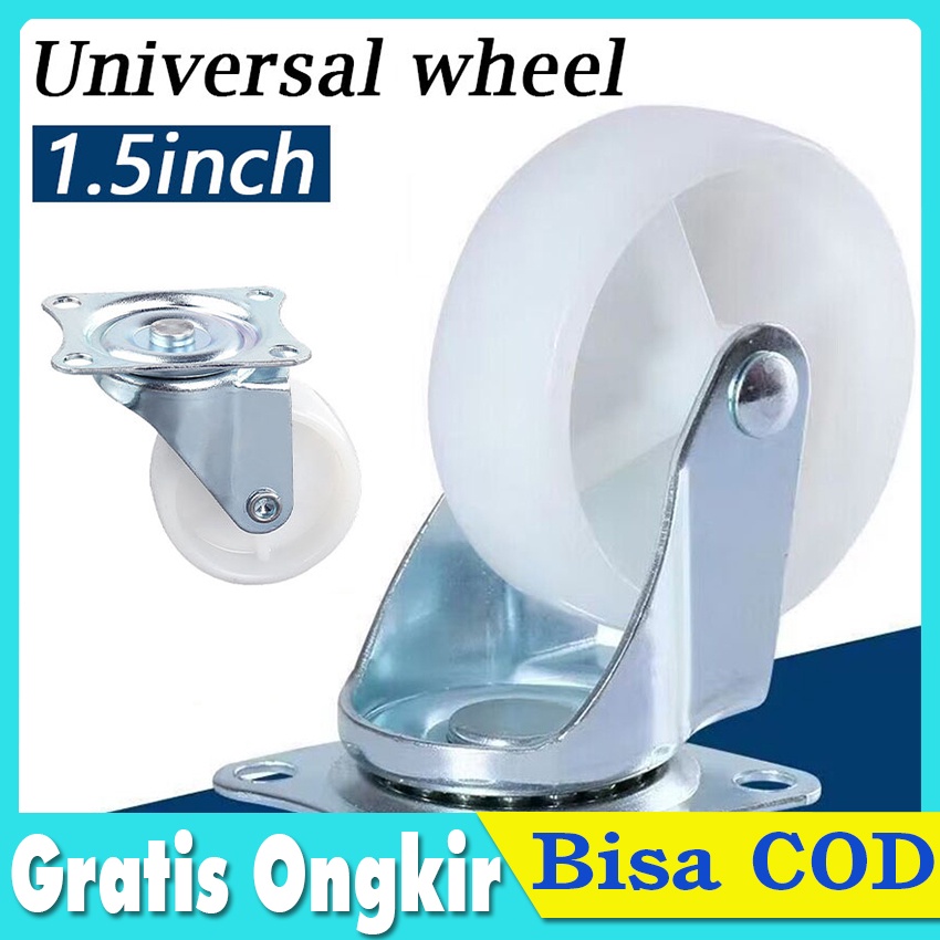 Roda Plastik Putih 1 INCH Hidup/Roda 1 Lemari Etalase Nakas