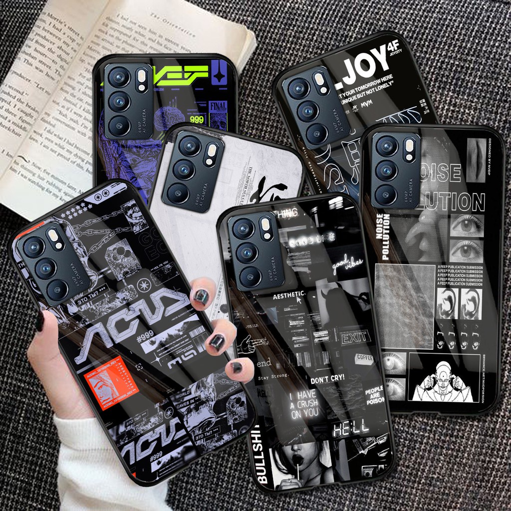 Softcase Glass Kaca AESTHETIC [SF80] Oppo Reno 6 Terbaru Casing Handphone-Pelindung Handphone