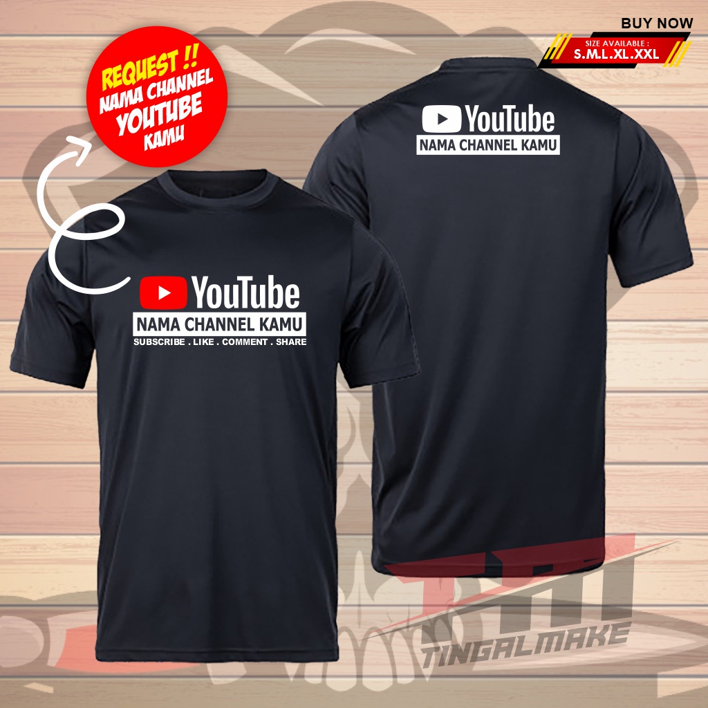 Kaos Youtube - Kaos Custom Youtube Nama Channel - Kaos Youtube Termurah _ Tingalmake