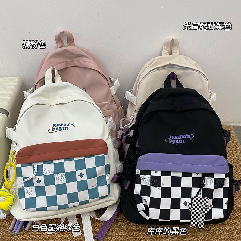 tas ransel motif kotak kotak backpack korean style tas kotak kotak tas sekolah wanita korea school b