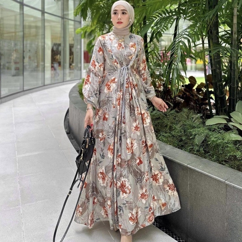 DYN -  Clothingline Viona Dress | Gamis Wanita Motif Flower Busui Friendly