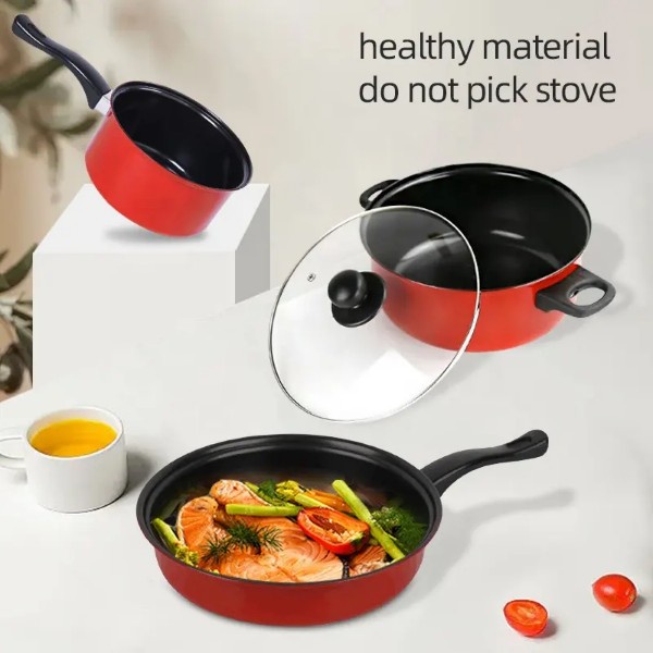 Panci Set Wajan Teflon 3 In 1 Cookware Set Stainless Steel Free Tutup Kaca