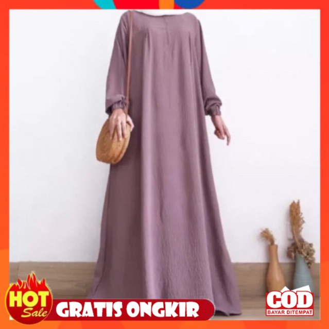 KAIN ADEM HALUS TEBAL / Gamis Babydol Model Abaya Bahan Crinkle Airflow Basic Dress JUMBO Gamis Busu