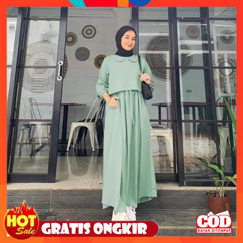 KAIN ADEM HALUS TEBAL / Gamis Polos Wanita Modern Kekinian / Gamis Crinkle Airflow / Baju Gamis Wani