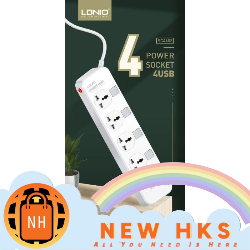 steker colokan listrik LDNIO SC4408 universal power socket 4usb port power strip steker listrik 4 us