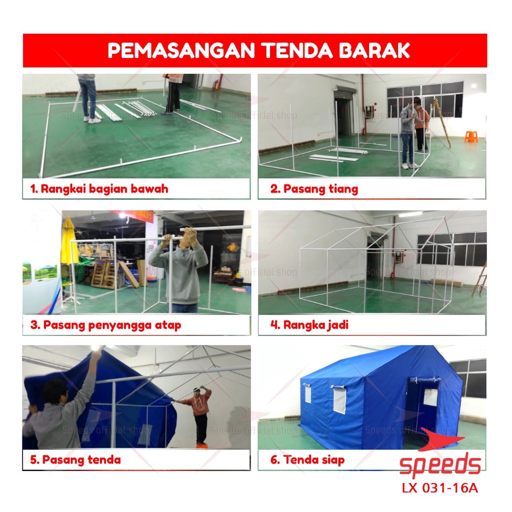 SPEEDS Tenda Komando Posko Panitia Tenda Barak 3x4 m Tenda Militer Tenda Regu Pramuka Sebaguna 031-16