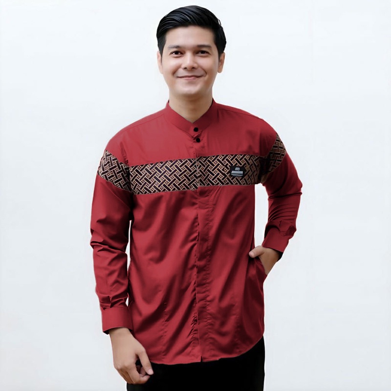 Koko Kurta Lengan Panjang Motif Kobata Kekinian Baju Muslim Pria Dewasa Areabanca