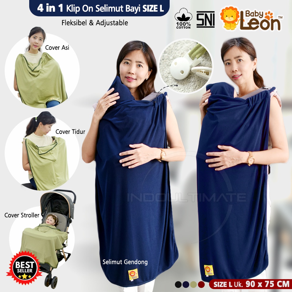 BS-336 Blanket On The Go 4in1 BABY LEON Selimut Bayi Hoodie Klip Selimut Tutup Stroller Cover Asi Se