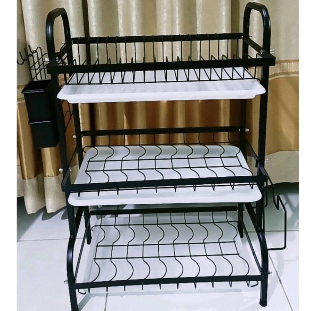 RAK PIRING DAPUR STAINLESS STEEL 3 SUSUN PENYIMPANAN RAK PENGIRING PIRING MANGKUK GELAS / NARITA DIS