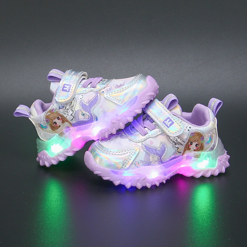 Sepatu LED Anak Perempuan LAki Laki Import MERMAID Sepatu Sneakers Anak Laki / Perempuan LED Menyala