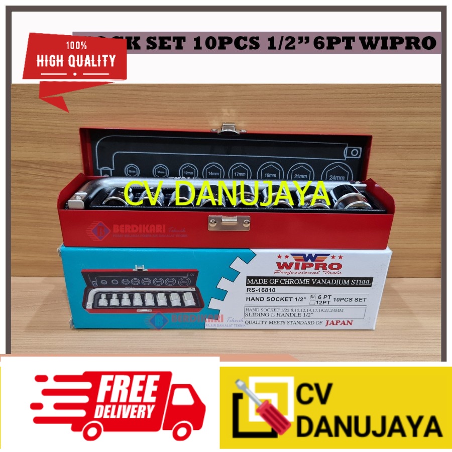 Wipro Kunci Sock 10pcs Socket Wrench Set Kunci Sock Set Wipro