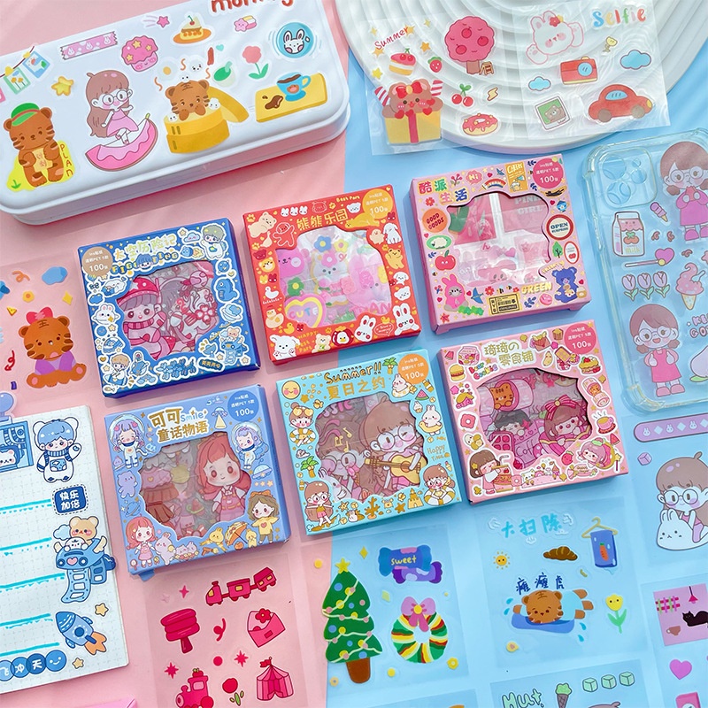 

MOMO Sticker 100 Lembar Stiker Lucu Korea Stiker Viral Momo Stiker Box Stiker Anak-anak Stiker Murah Box Mini