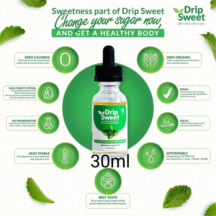 

[Big Sale] TERLARIS drip Sweet stevia Sweetener 30ml original