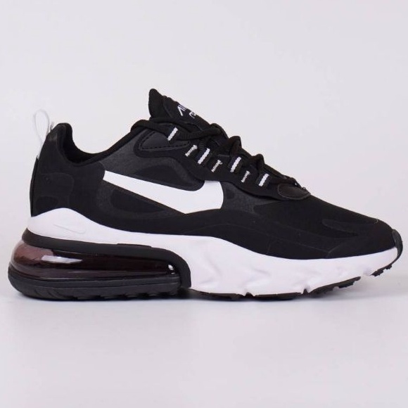 Sepatu Nike Air Max 270 React Black White Hitam Putih Airmax Sneakers Pria Wanita Olahraga Sport Run