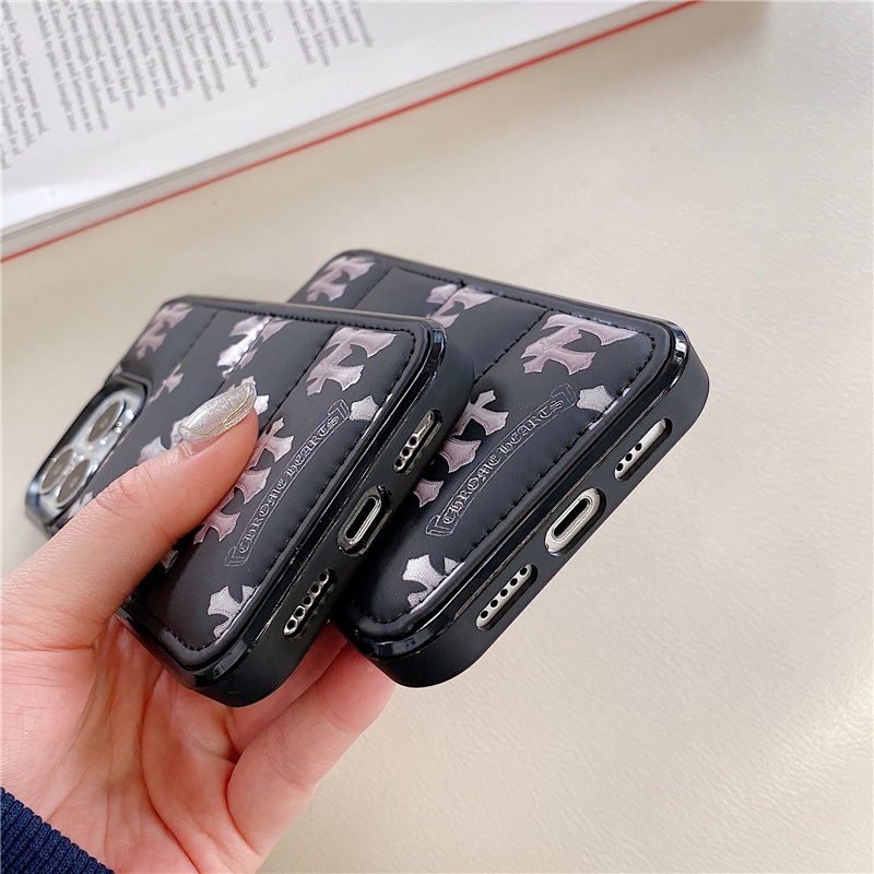 Ready Stock【Silvery Cross】IPhone Case Compatible For IPhone 15 Pro MAX 11 12 13 14 Pro Max Fashion C