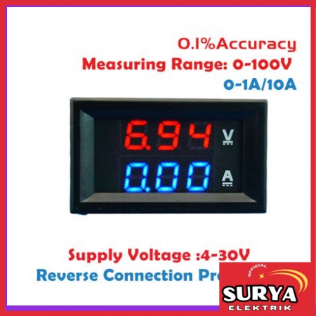 Voltmeter / Amperemeter Digital DC Amper Meter Volt Meter 4.5 - 30V 10A