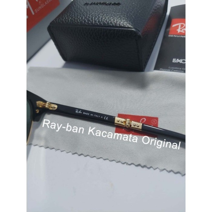 promo ✨ -Kacamata Rayban Clubmaster Folding RB2176 Black Gold Orinal
