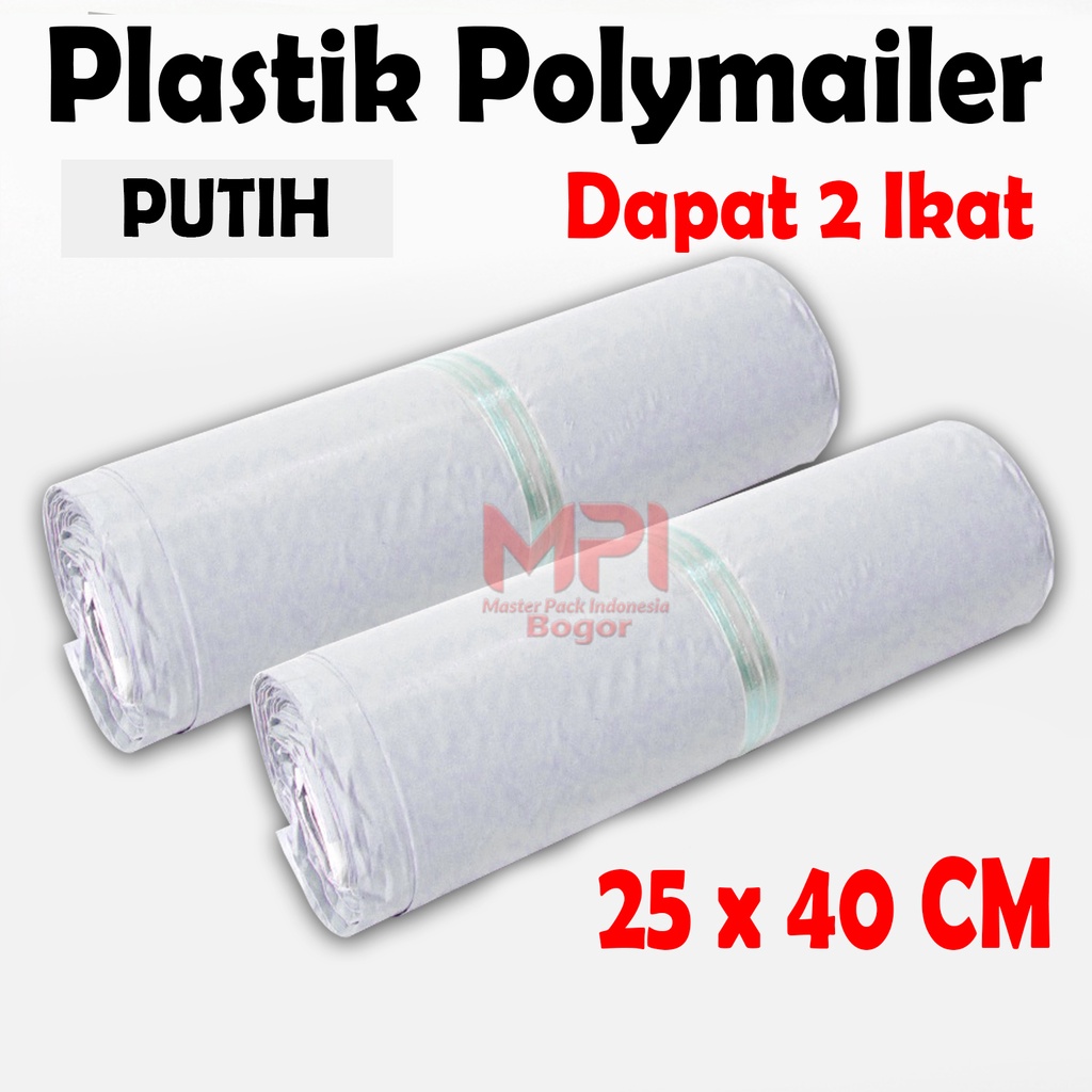 

2 IKAT - Plastik Polymailer Putih 25 x 40 cm / Plastik Polimer / Plastik packaging Kantong Amplop - Master Pack Indonesia