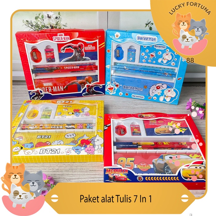 

Paket Alat tulis 7 in 1 Karakter Paket alat tulis karakter kartun - Spiderman