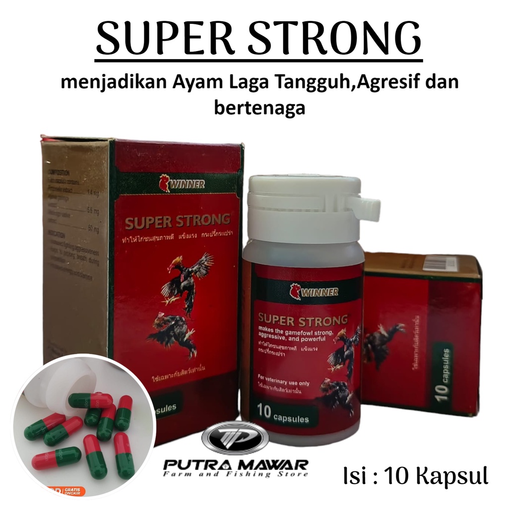 Winner Super Strong 1 Botol Isi 10 Kapsul Vitamin Obat Suplemen Penambah Tenaga Pada Ayam Bangkok La