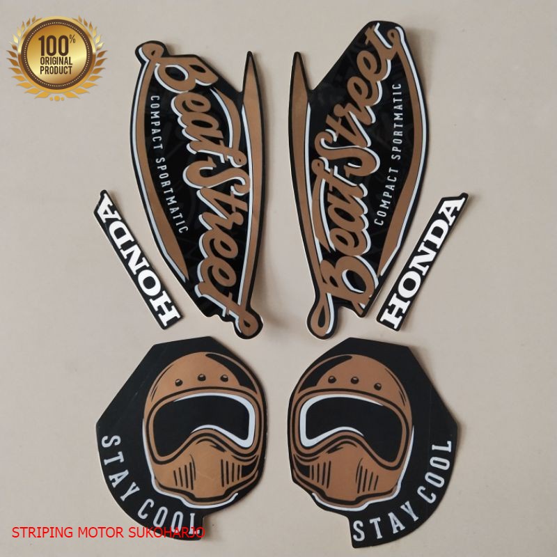(ORI) striping honda beat street 2019 hitam kualitas original