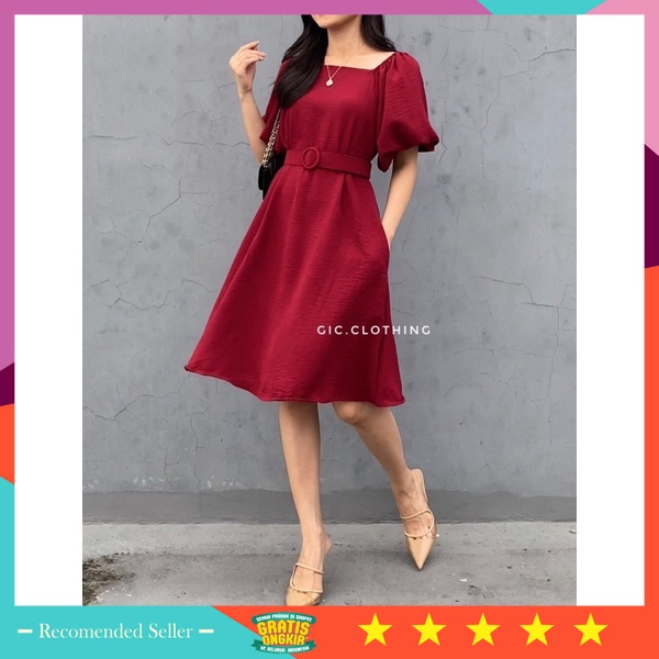 DRESS CASUAL NATAL PESTA KONDANGAN WANITA CANTIK MURAH / [GIC] LAVINA DRESS - dress natal dress mera