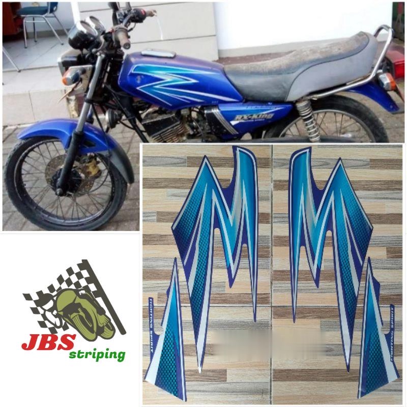striping stiker  Yamaha rx king biru tahun 2003 lis striping rx king