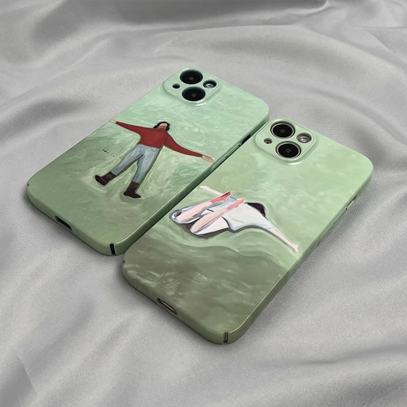 Case Hp iPhone 1115 13 14 12 7 8 6S 6 Pro Max Plus Mini XR XS Max SE Casing Painting Couple Glossy H